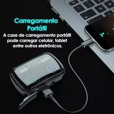 Fone de Ouvido Bluetooth AlphaPod Pro - Esportivo Com Microfone Á Prova D'água Carregamento Rápido Sem Fio Redução De Ruídos